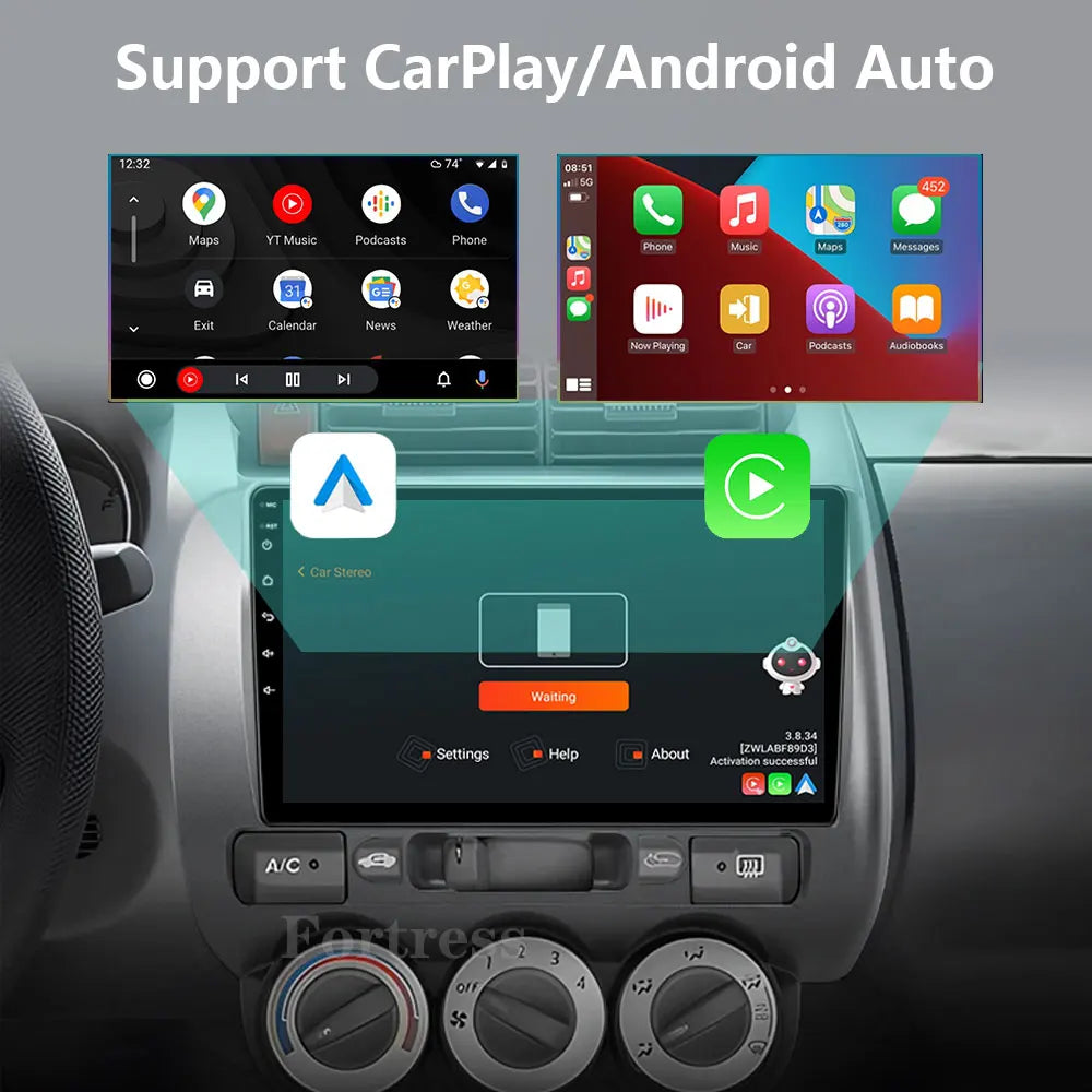 For Honda Fit Jazz City 2002-2007 Car Radio Android 16 Carplay Navigation GPS Stereo Head