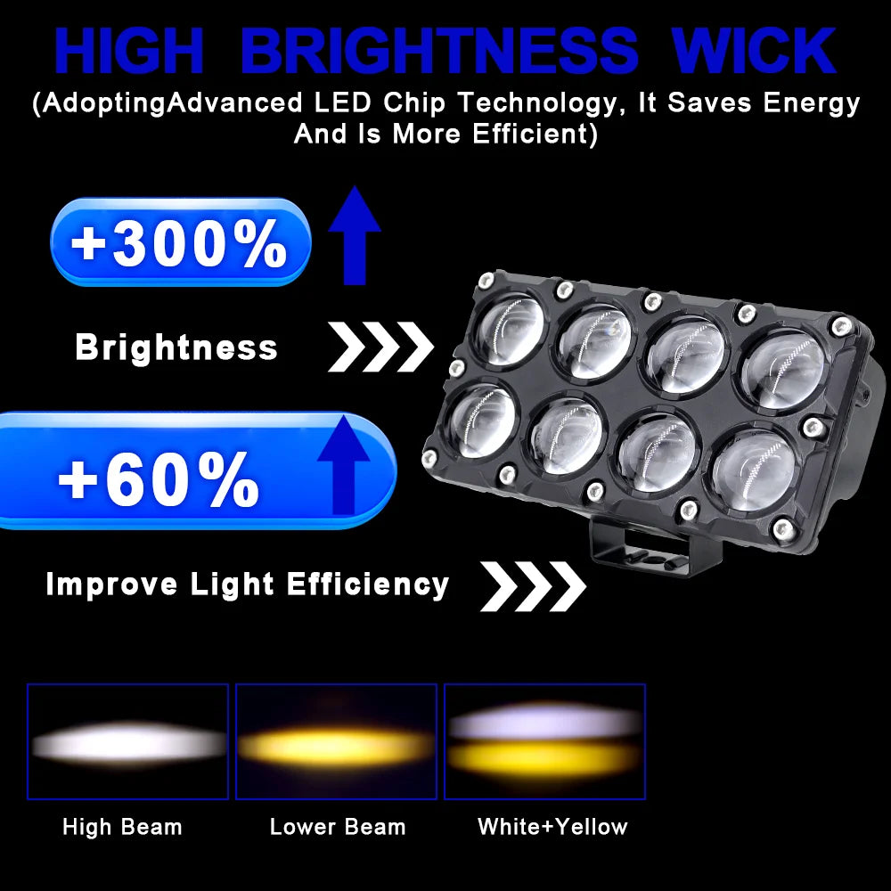 6/8/10 Lens Auxiliary Motorcycle Spotlight Working Fog lights Bulb Projector Headlight Add
