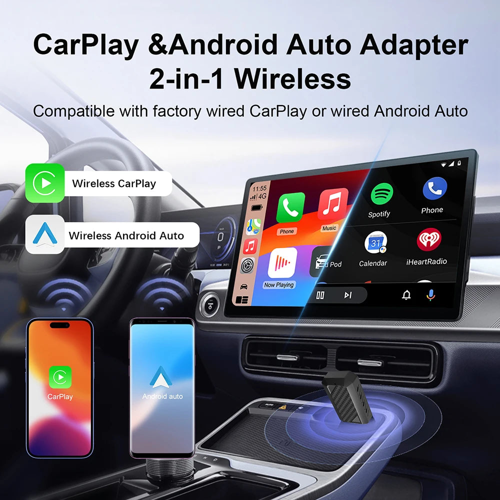 Carplay Wireless Adapter Android Auto 2in 1 Smart Dongle 2025 5G WIFI For iphone Android P | AUTOKITSHOP