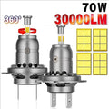 H7 H11 LED Headlight Bulbs 70W 30000LM 6000K White 4-Sided 360° CSP LED, 1:1 Mini Size, Pl