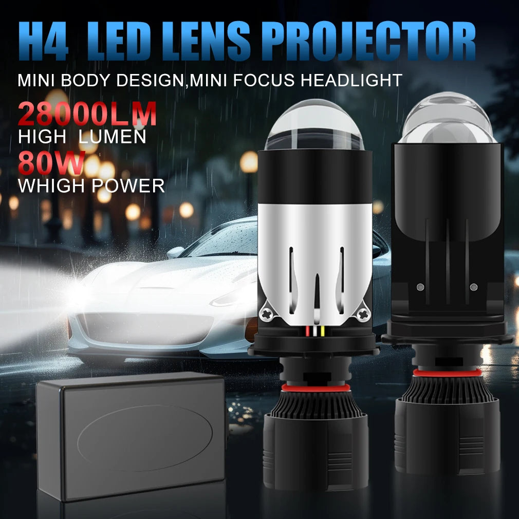H4 LED Headlight Canbus Projector Lens Light 80W 9000K 28000LM LED Light Bulbs Car Bi Led