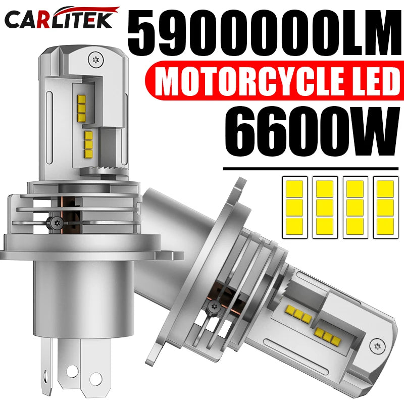 H4 LED Moto Headlight Bulb 6600W 5900000LM Halogen Size Motorcycle Light CANBUS Hi-Lo Beam