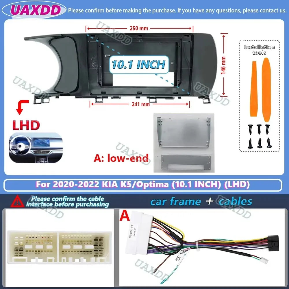 For 2020-2022 Kia K5 Optima 10.1INCH 2 Din Car Android frame panel fascia cable video harn