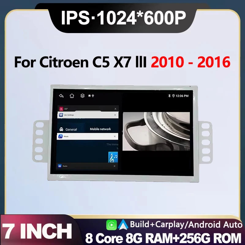 7” For Citroen C5 X7 III 2010-2016 Car Radio Wireless Carplay GPS Navigation Multimedia Vi | AUTOKITSHOP