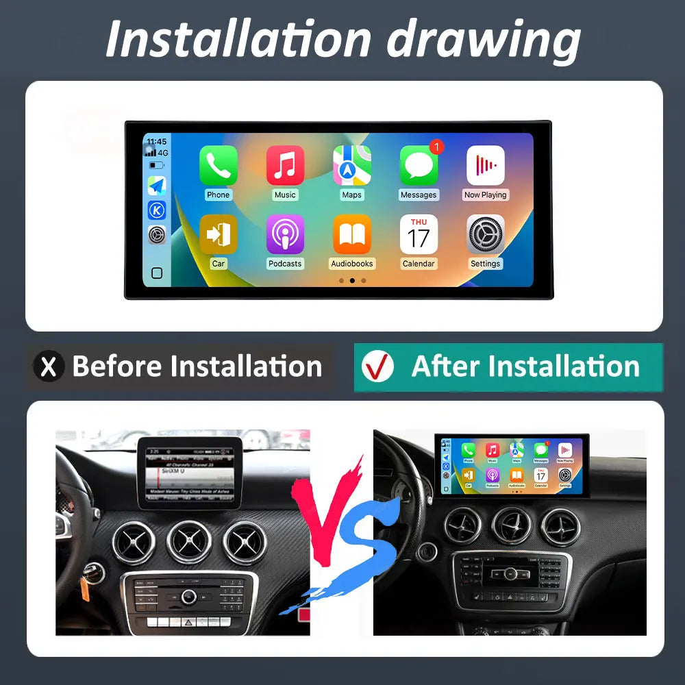 Ultra-thin QLED Screen Android 16 Auto Carplay for Benz A CLASS CLA GLA W176 2012 - 2018 C