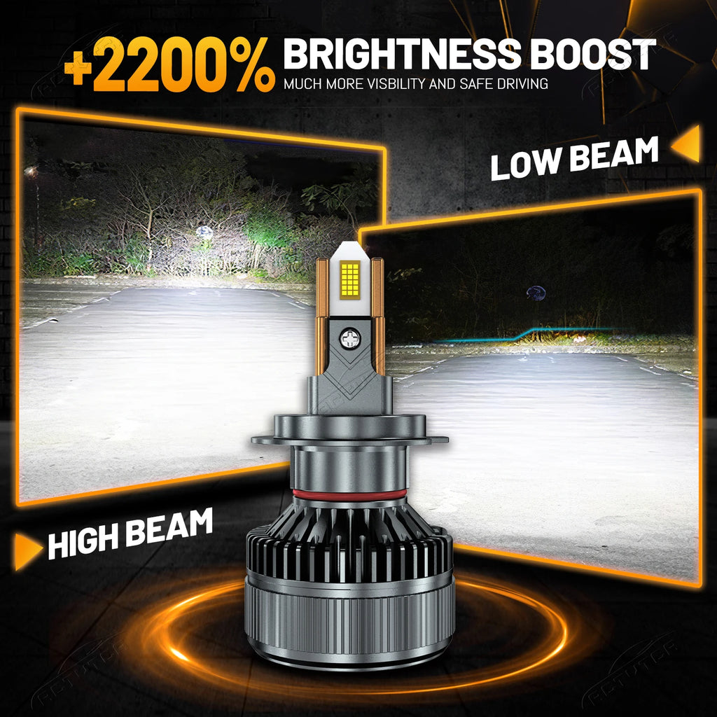 ACTVTCA 6000k H7 LED Headlight Bulbs 3600000LM H1 H4 H11 9005 9006 Super Bright 6 Copper T