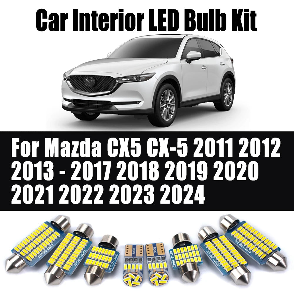 11-Piece LED Interior Light Kit for Mazda CX5 CX-5 2013 - 2017 - Canbus Dome Map Door Trunk Bulbs | AUTOKITSHOP