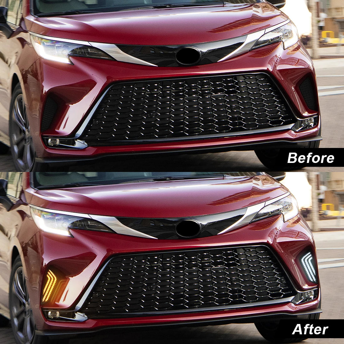 LED DRL For Toyota Sienna 2021 Daytime Running Lights Start-Up Animation Front Bumper Driv | AUTOKITSHOP