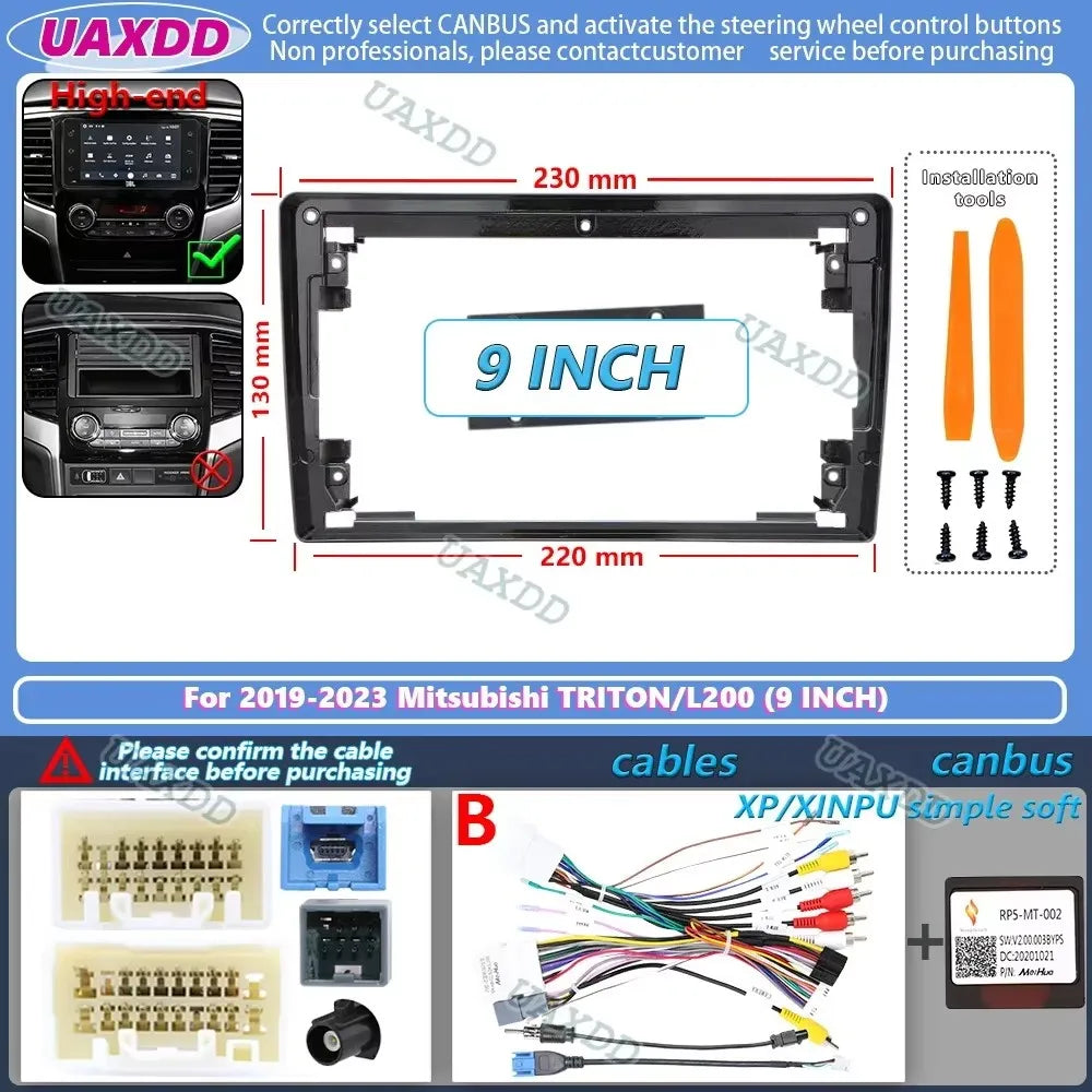 9 Inch Car Frame Fascia Canbus Box Adapter For Mitsubishi Triton L200 2019-2023 Android Ra