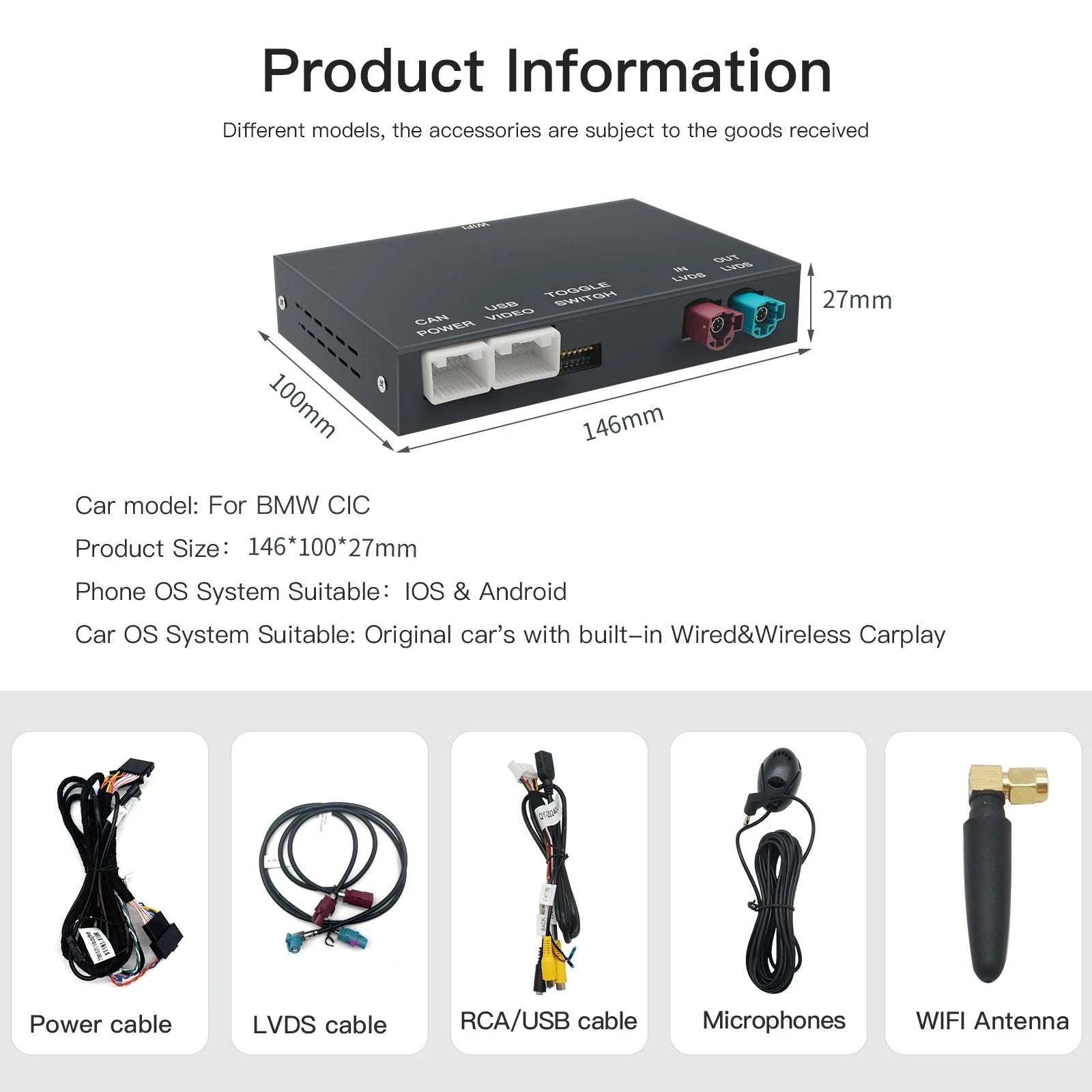 Wireless CarPlay & Android Auto Mirror Link Functions Decoder For BMW NBT CIC System X3 F2 | AUTOKITSHOP