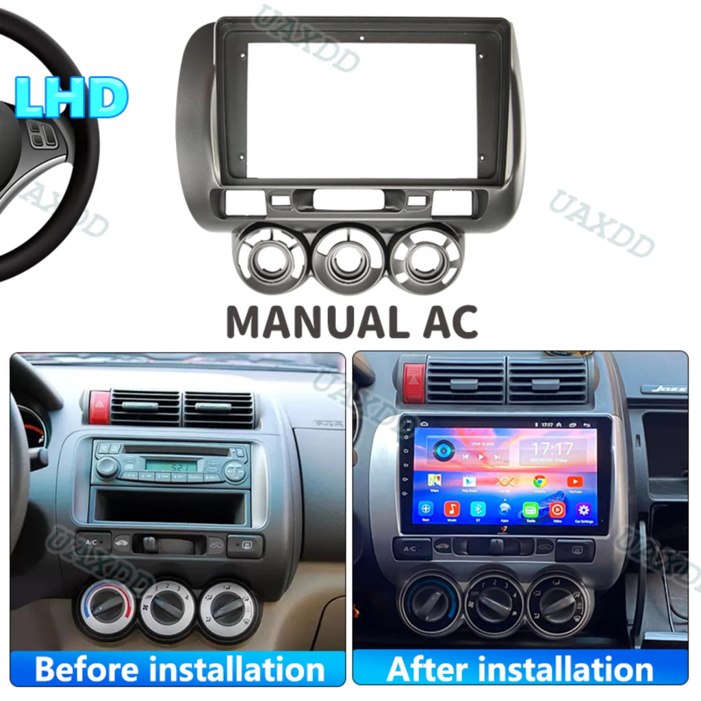 For 2002-2007 Honda fit city jazz 9inch radio android stereo frame panel fascia dashboard