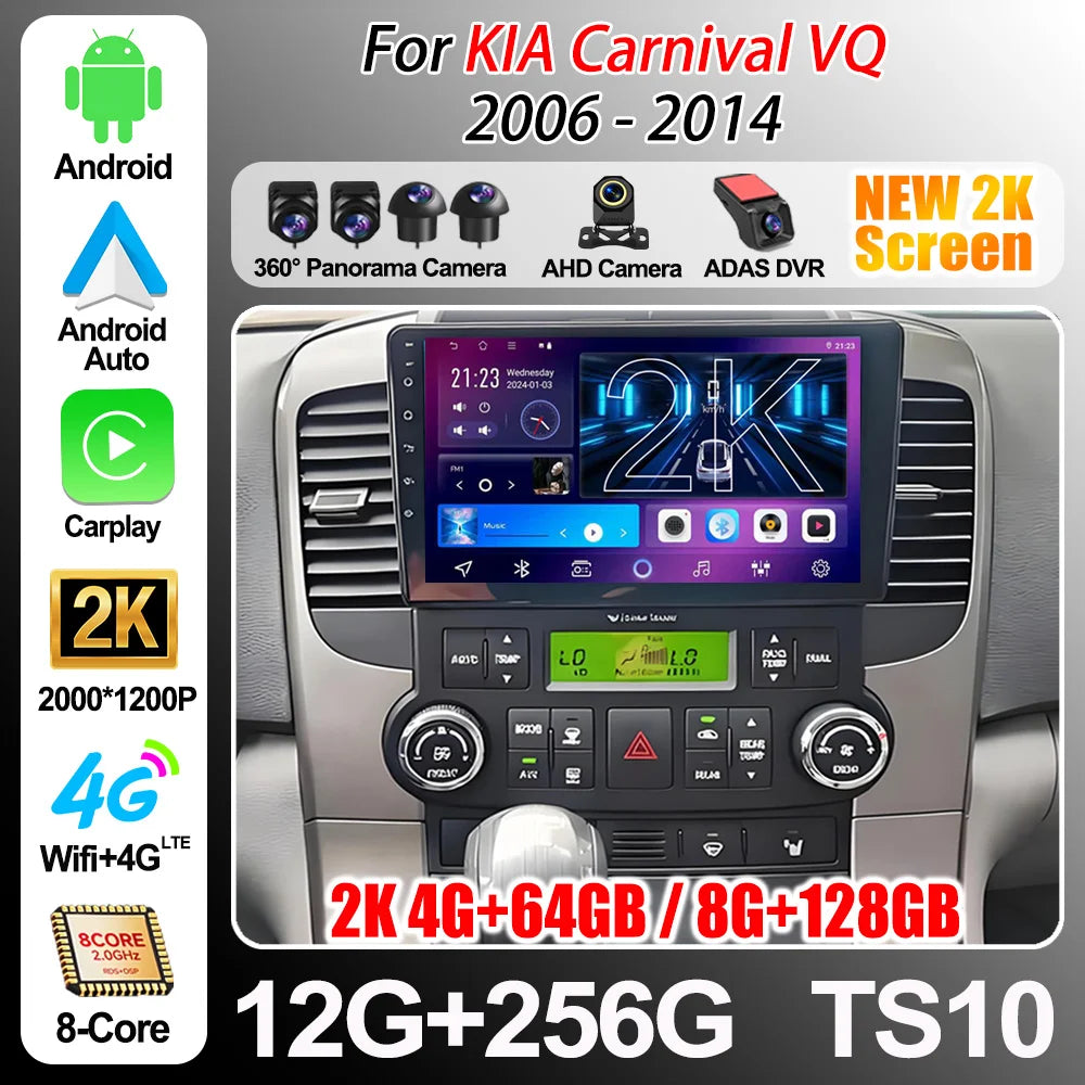 Android 16 Car For Kia Carnival Vq 2006 - 2014 Carplay Auto Car Radio Multimedia Player Au | AUTOKITSHOP