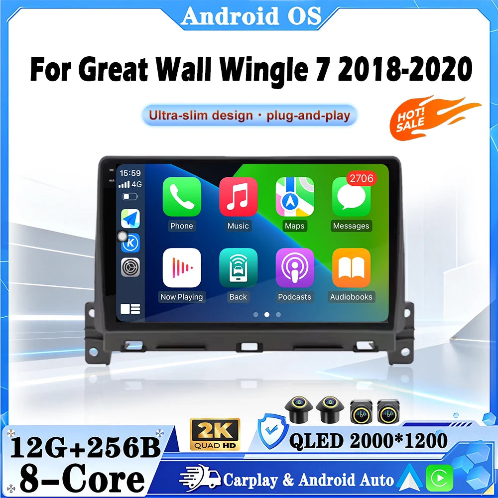 QLED Android 16 For Great Wall Wingle 7 2018-2020 GPS Navigation Wireless Carplay Auto Mul