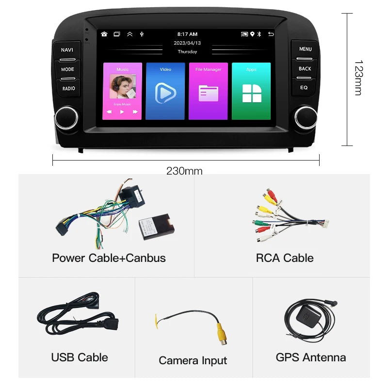 SZLELV For Mercedes Benz SL R230 SL350 SL500 SL55 SL600 Android 15 Auto Video Player Audio