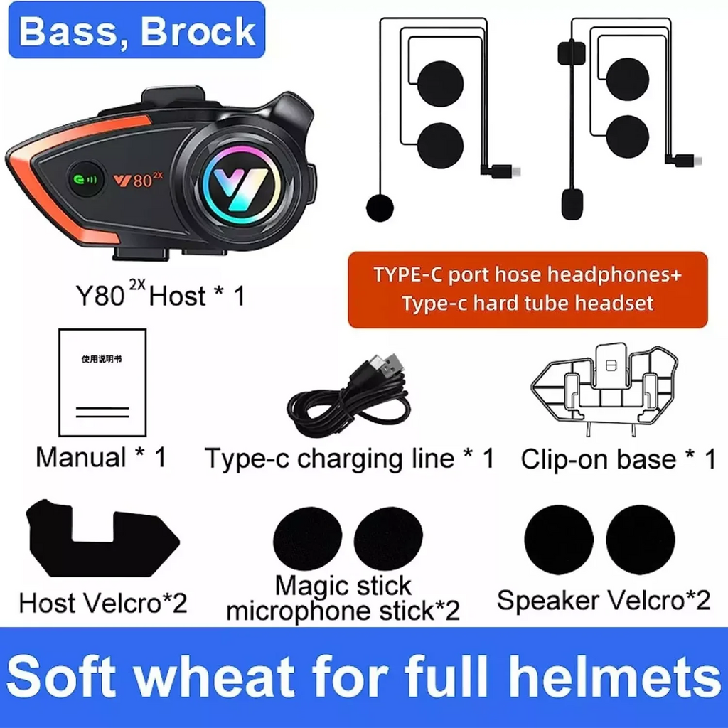 Y80-2x Helmet Bluetooth Headset FOR Third Party Headset Electronics Navigation Motorcycle