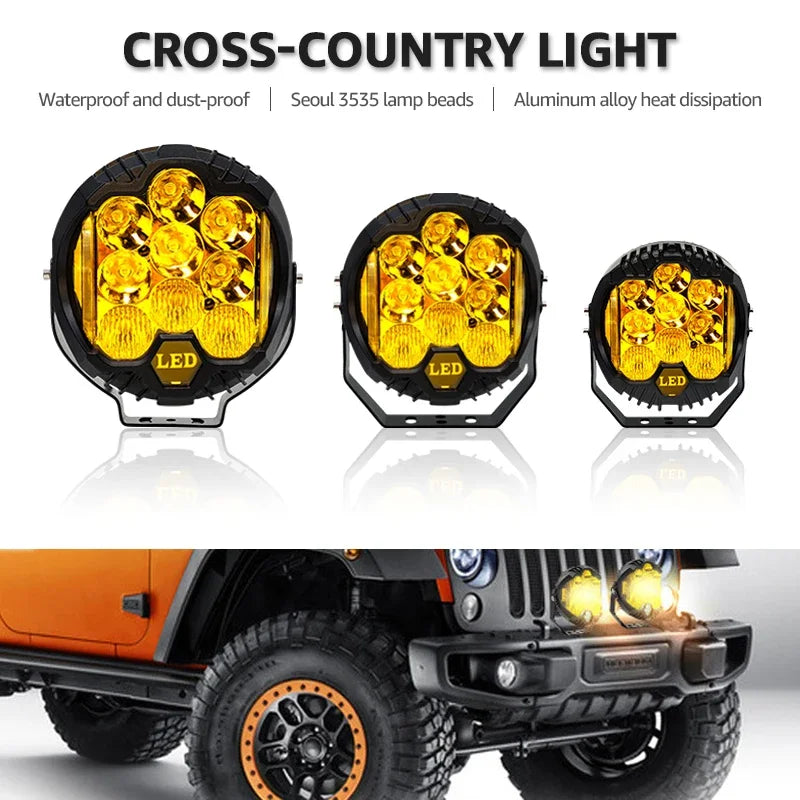 12V24V Yellow / White 3'' 5'' 7'' LED Car Headlight DRL Lamp Jeep Spot light For Truck ATV