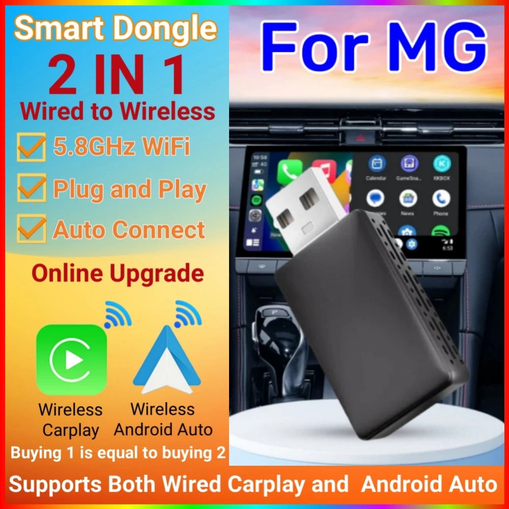 2In1 Android Auto Mini Box Wired to Wireless Carplay Adapter WiFi Fast Connect For MG ZS E | AUTOKITSHOP
