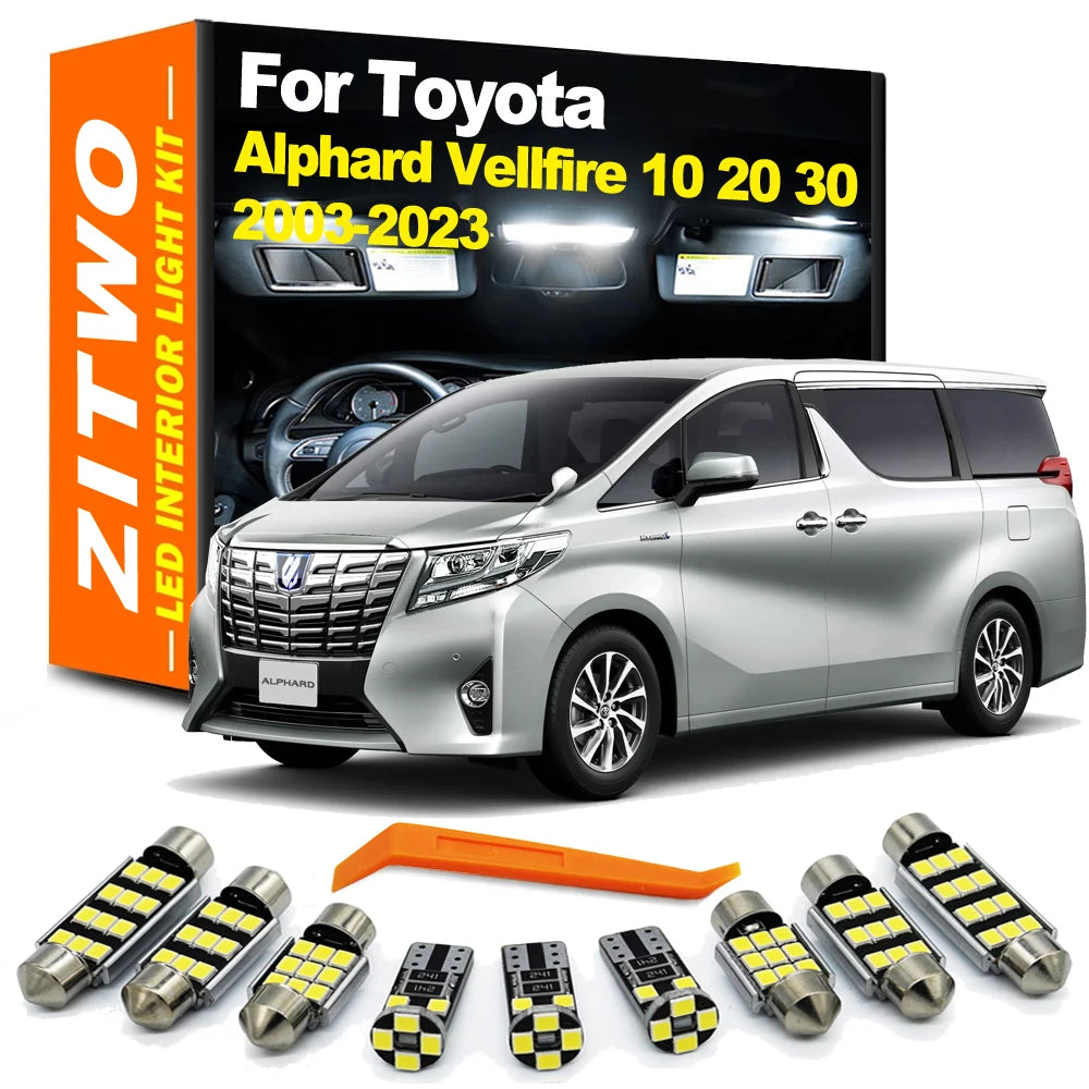 ZITWO Car Accessories LED Bulb Interior Reading Door Light Kit For Toyota Alphard Vellfire 10 20 30 Series 2003- 2021 2022 2023