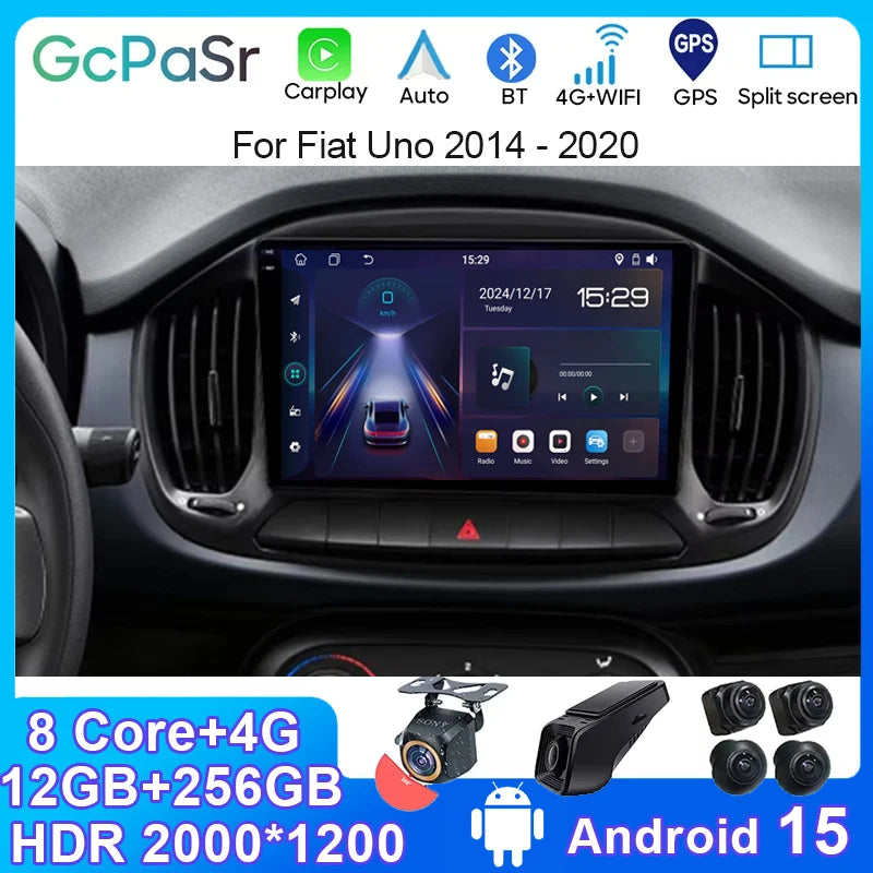 Carplay Car Android Auto Radio For Fiat Uno 2014 - 2020 Stereo Multimidia Player GPS Navig