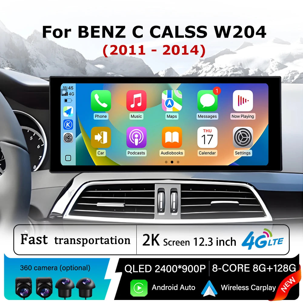 Wireless Carplay Car Radio for Mercedes BENZ C CALSS W204 2011 - 2014 Android OS Multimedi
