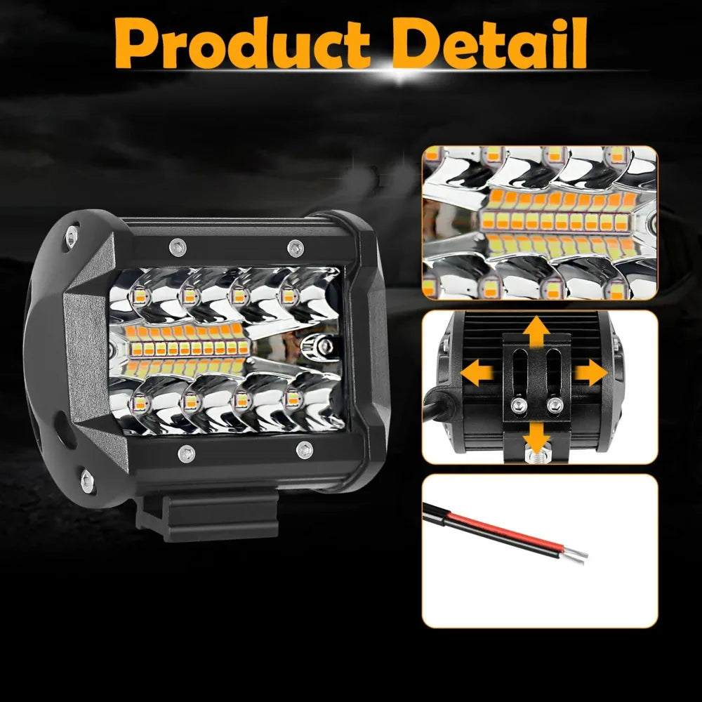 4 Inch 220W Work Light 12V/24V 5 Modes Fog Driving LED Work Light for Auto 4X4 ATV SUV UTE