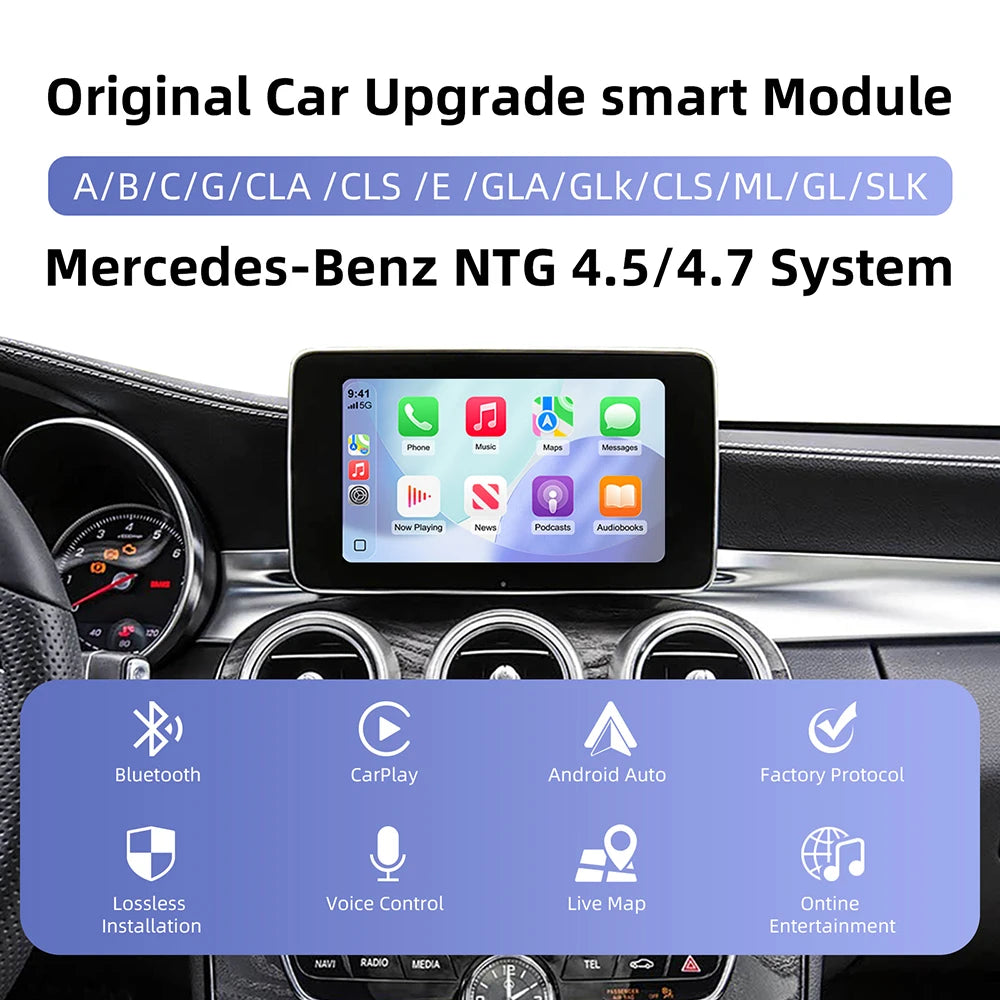 Wireless CarPlay Android Auto for Mercedes Benz A B C E Class NTG4.5/4.7 GLA CLA GLK SLK C | AUTOKITSHOP