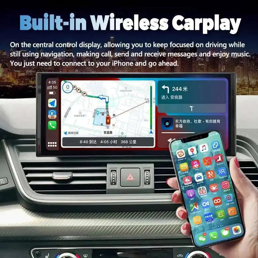 12.3Inch Car Radio Multimedia Player GPS Navigation Radio Wireless CarPlay Video Stereo He