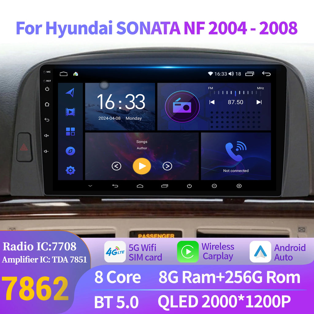 Android 14 For Hyundai SONATA NF 2004-2008 Auto Car Radio Multimedia Navigation Wireless B