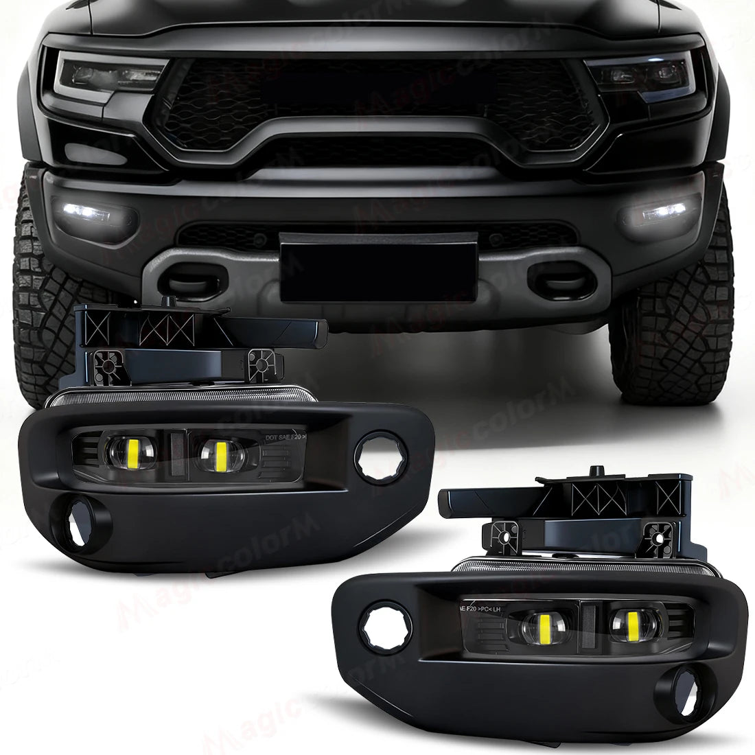 LED Car Fog Lamps For Dodge Ram 1500 2019 2020 2021 2022 2023 2024 DRL Daytime Running Lig | AUTOKITSHOP