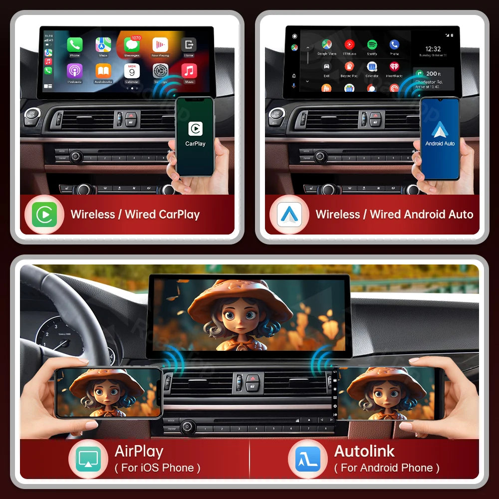 12.3 RoadTop Wireless CarPlay Multimedia Radio Linux Screen For BMW Series 5 7 F01 F10 F11 | AUTOKITSHOP
