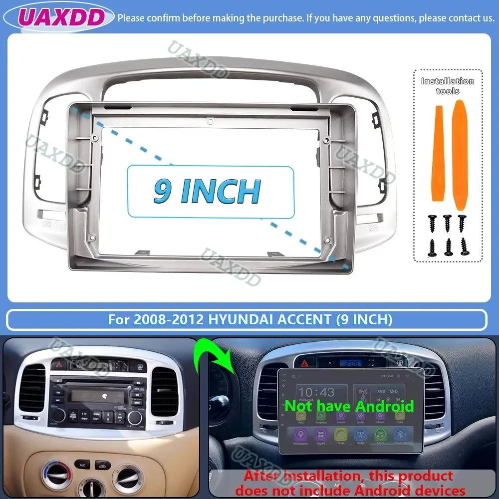 For 2008-2012 Hyundai accent verna 9inch Car radio android stereo frame panel fascia dashb