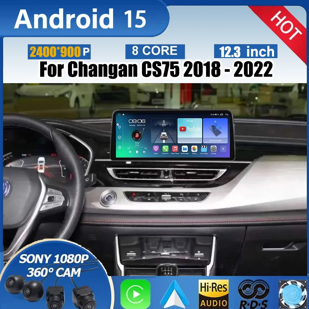 Android 15 Car Radio For Changan CS75 2018 - 2022 8G 256G Car Multimedia Player GPS WIFI B | AUTOKITSHOP