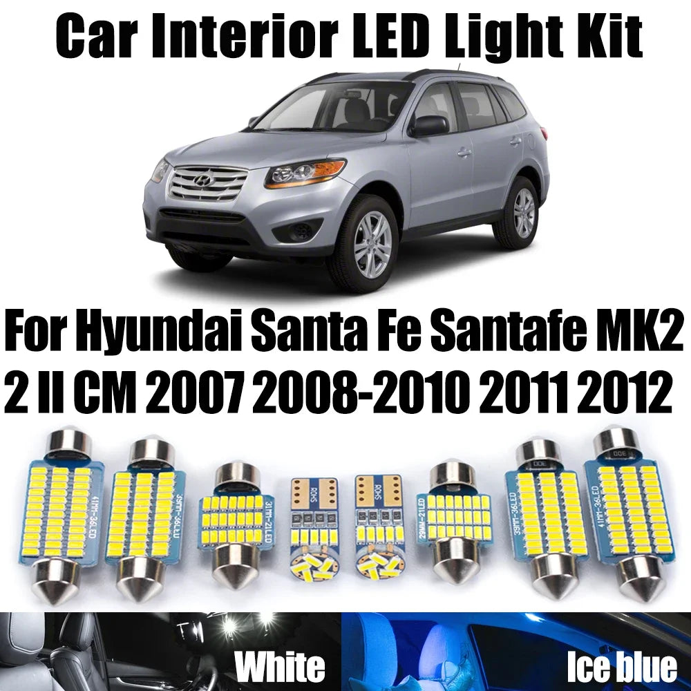 12-Piece LED Interior Light Kit for Hyundai Santa Fe Santafe MK2 2 II CM - Canbus Error-Free Bulbs | AUTOKITSHOP