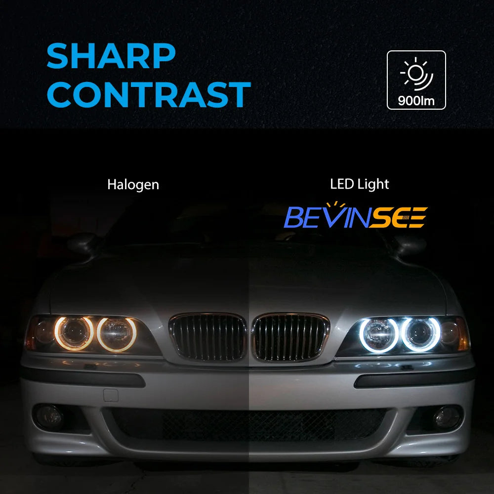 For BMW E90 E91 325i 325xi 328i 328xi 335i 335xi M3, 2pcs 10W LED Angel Eyes Ring Marker B