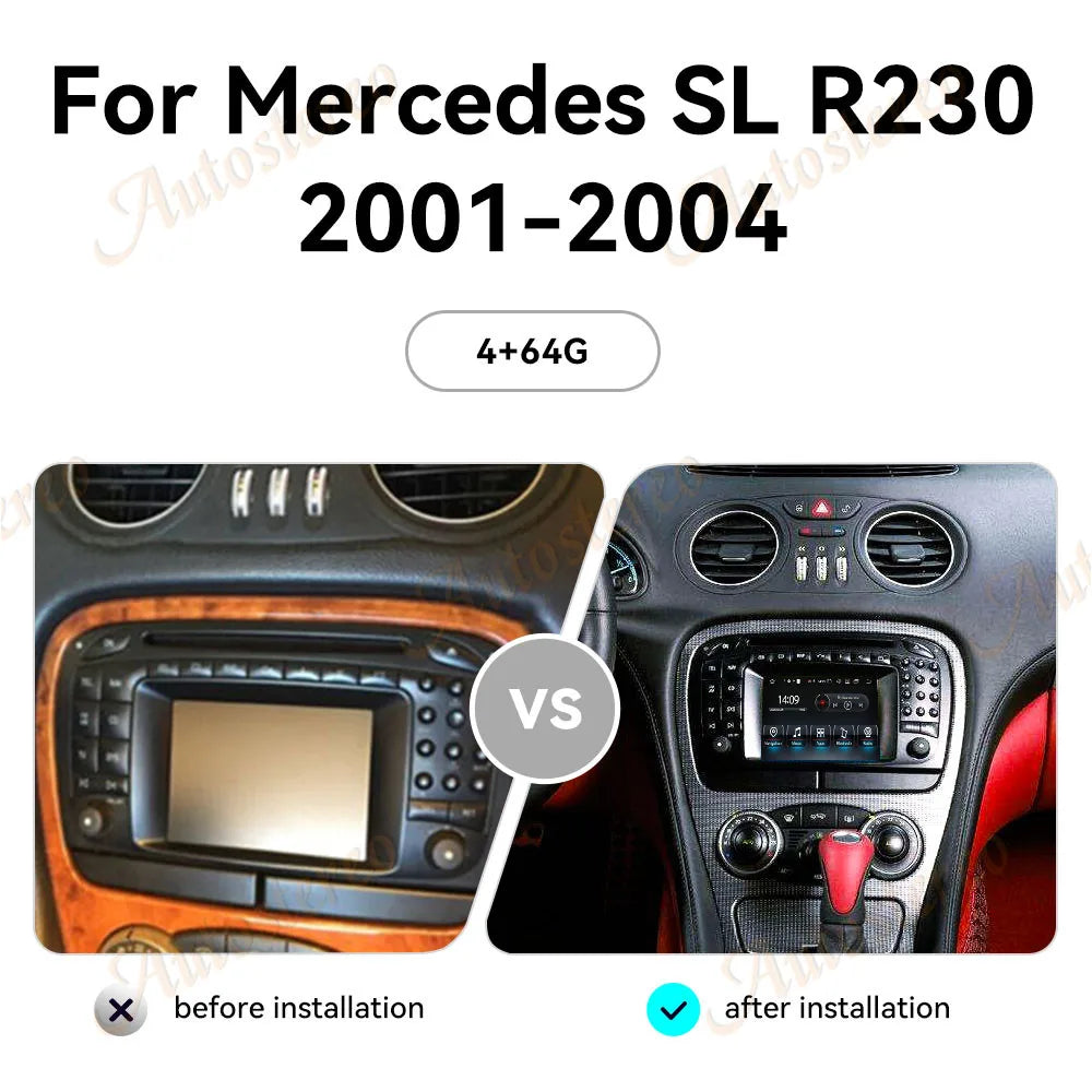 Carplay Android 14 For Mercedes Benz R230 SL500 SL550 2001-04 Car Multimedia Player Car GP
