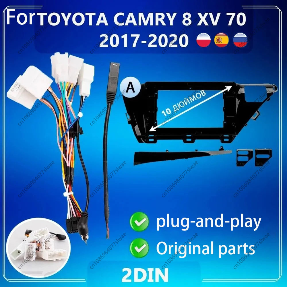 10 inch For TOYOTA CAMRY 8 XV 70 2017-2020 Car Radio Fascias Android MP5 Stereo Player 2Di