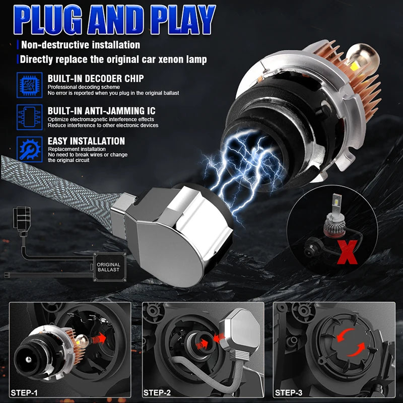 360 Led D1S D3S D5S D4S D2S Headlight Canbus Bulbs CSP Led Super Bright D1R D4R D2R D3R Ca