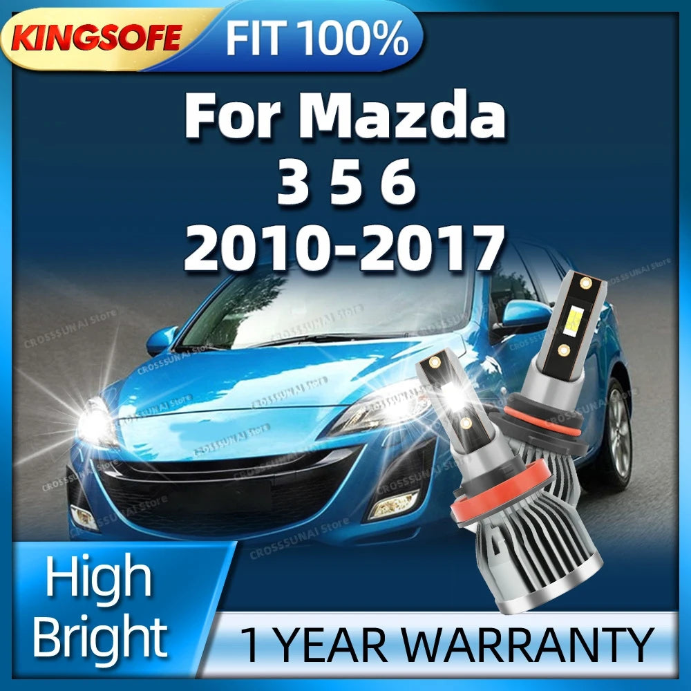 2/4Pcs LED Canbus Car Headlight 30000LM Auto Light Bulbs 6000K with Fan For Mazda 3 5 6 20
