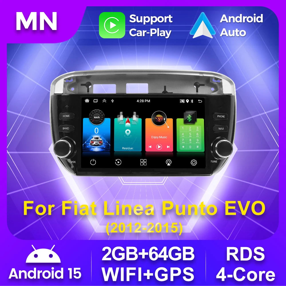 2 Din Android Video Player for Fiat Linea Punto EVO 2012-2015 Carplay Car Radio Autoradio  | AUTOKITSHOP