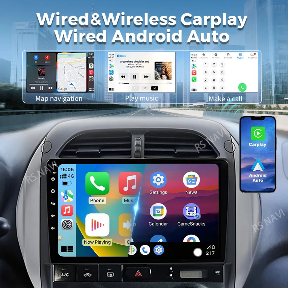 Android 16 For Toyota RAV4 2 CA20 CA20W XA20 2003 - 2005 2K QLED Stereo Car Radio Multimed