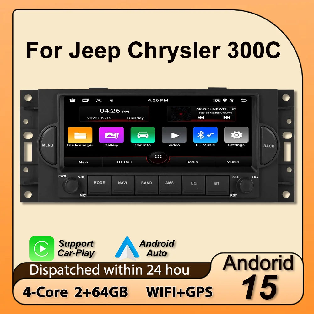 For Jeep Grand Cherokee Commander Wrangler Dodge Patriot Chrysler Journey Android 15 64GB
