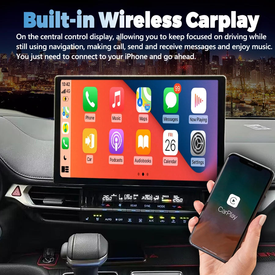 13.3inch Android 14 Car Multimedia Player For Toyota Sienna 2021 2022 2023 Stereo GPS Navi