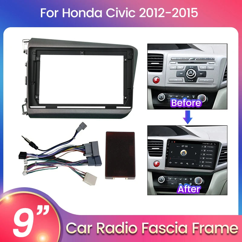 For Honda Civic 2012 2013 2014 2015 For Android Car Radio Panel Fascia Frame Optional Acce