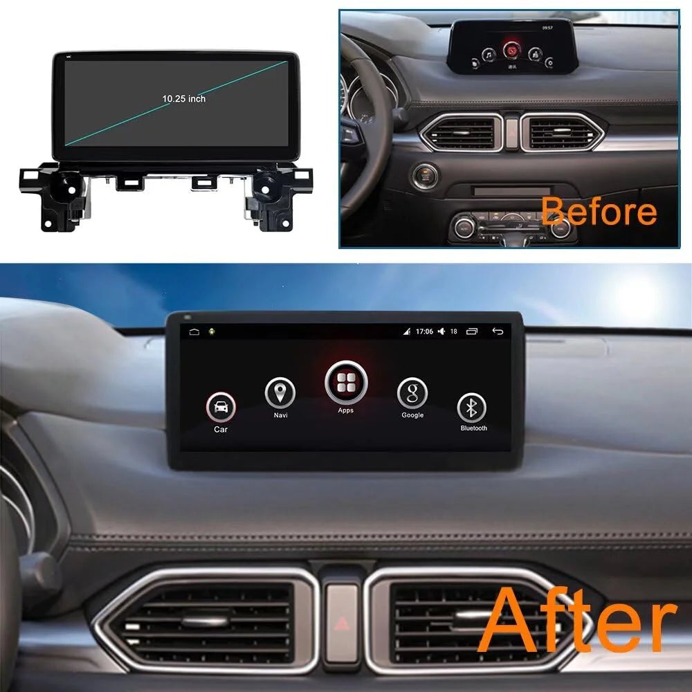 10.25" Android 14 Radio for Mazda CX-5 2017-2020 8-Core Snapdragon WiFi Incell Blue Ray Wi