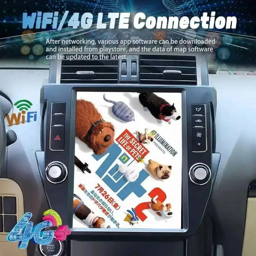 Bluetooth For Toyota Prado 150 2010-2013 LC150 GPS Navi 12.1''DSP Vertical Screen Android