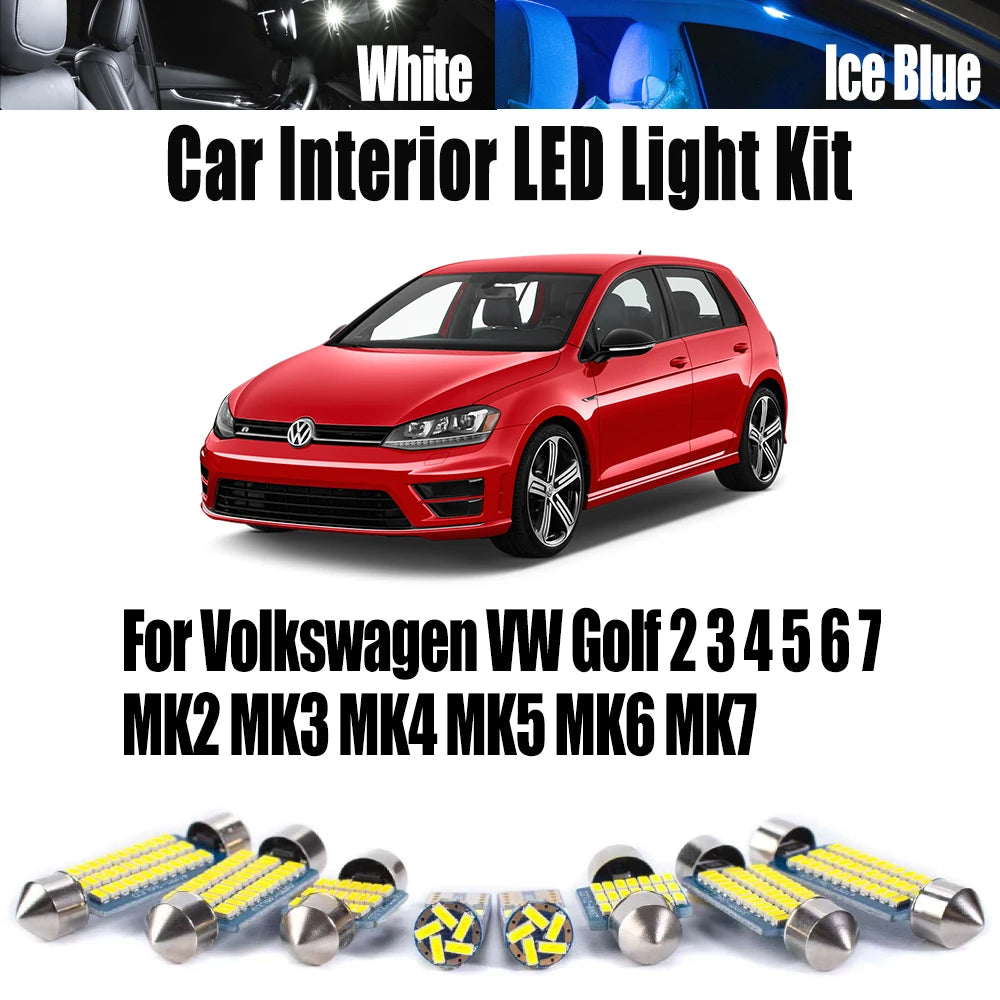 LED Interior Light Kit for VW Golf 2 3 4 5 6 7 MK2 MK3 MK4 MK5 MK6 MK7 Canbus Car Bulbs LED Interior Map Dome Trunk D...