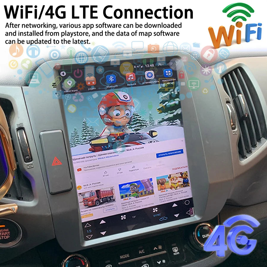 Android 13 For Kia Sportage 2013 2012 Tesla Screen Stereo GPS Navigation CARPLAY Car Radio