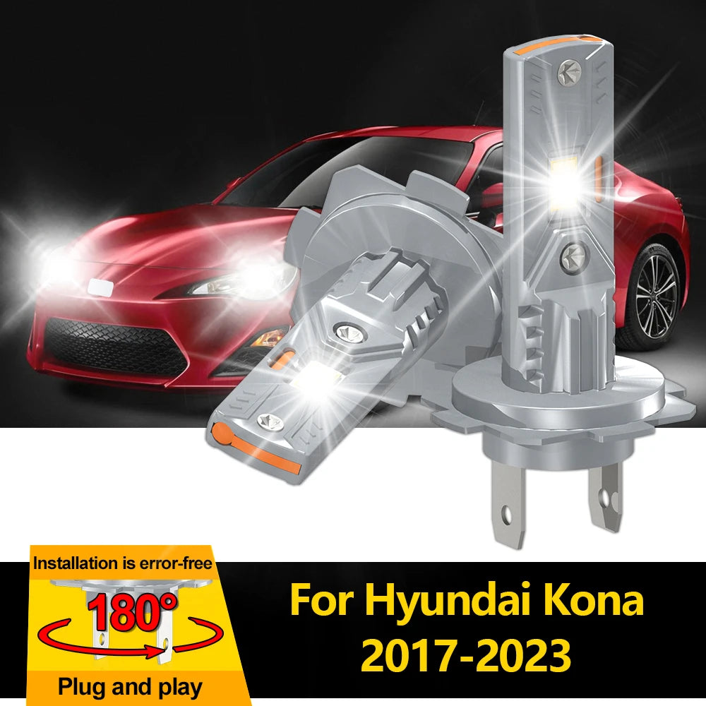 240W Turbo H7 LED Lights 40000LM Auto Head Lamps Wireless 6000K White 12V For Hyundai Kona
