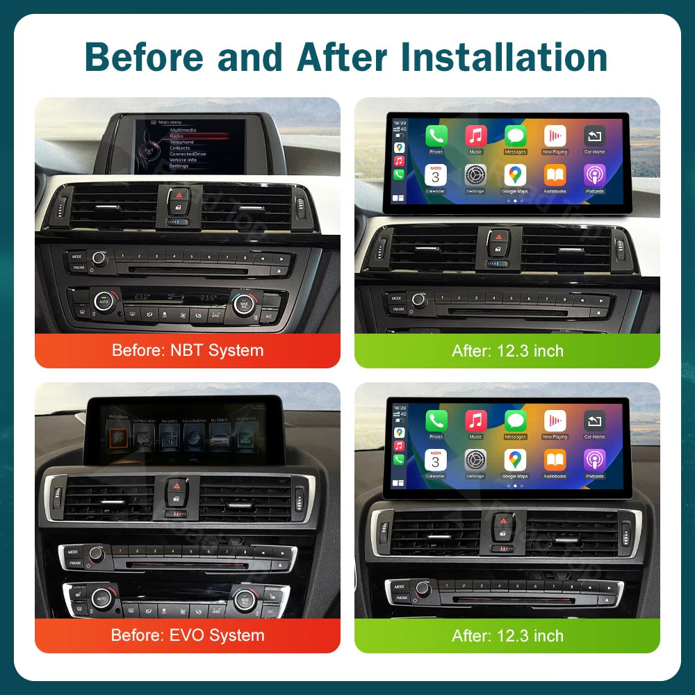 12.3 Wireless CarPlay Linux System Multimedia Display For BMW Series 3 4 F30 F31 F32 F33 F