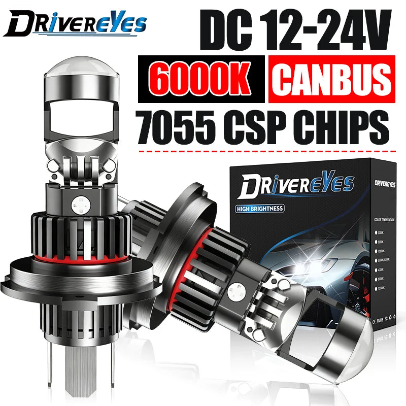 7055 CSP H7 H11 LED Headlight H9 9005 HB3 9006 HB4 H8 Mini Lens Projector 1:1 Mini Wireles